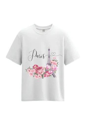 Paris Flower Oversized T-Shirt