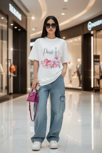 Paris Flower Oversized T-Shirt